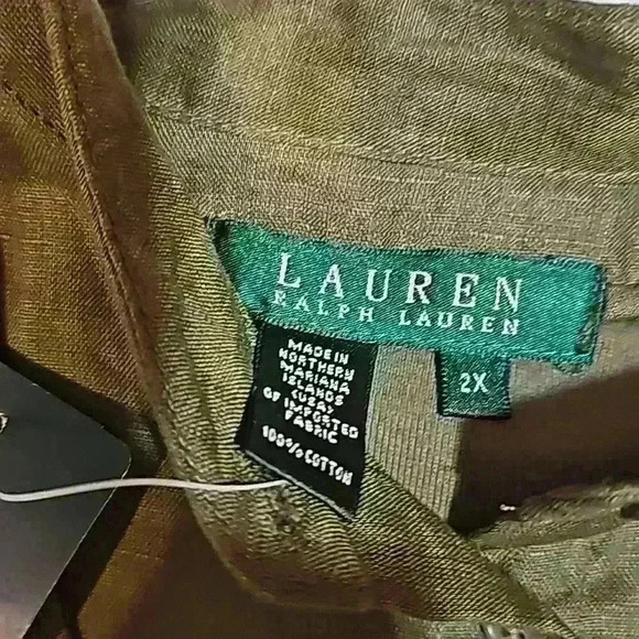 Ralph Lauren women's top blouse sz 2X  green layered neckline 3/4 sleeve… - Picture 5 of 15